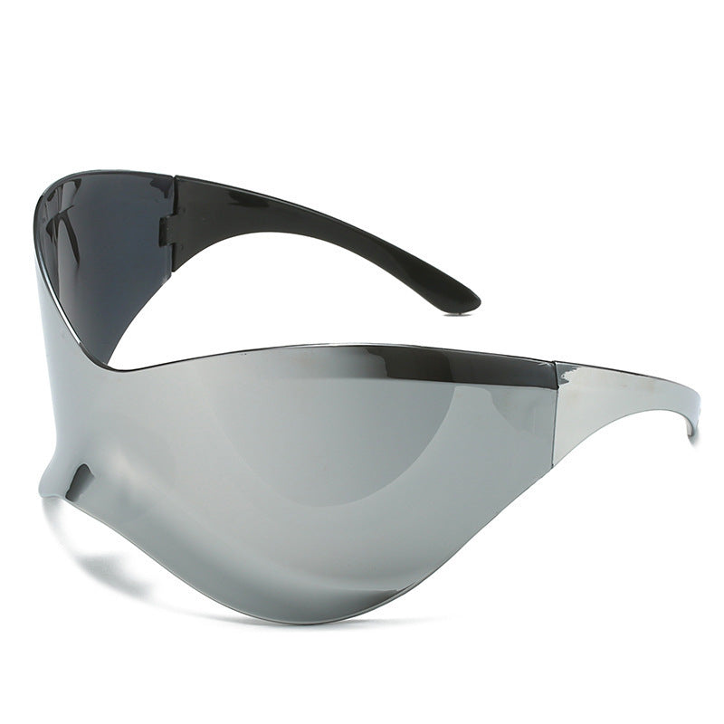 Plastic Super Large Rim Siamese Sports Sunglasses