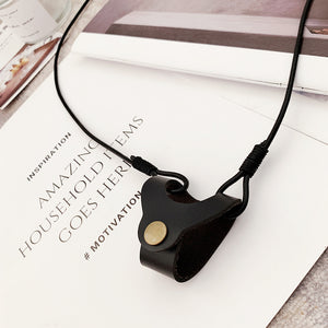 Glasses hanging neck leather clip